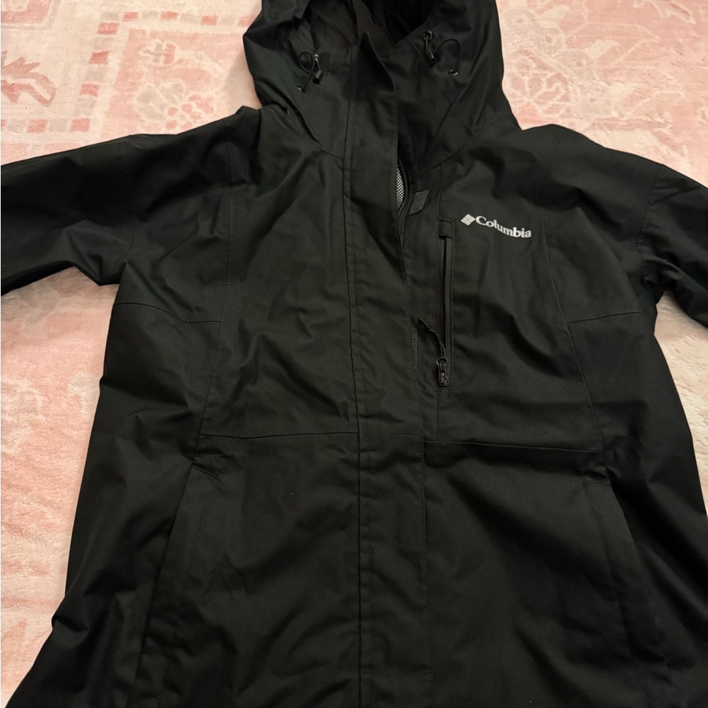 Columbia Black Hooded Rain Jacket